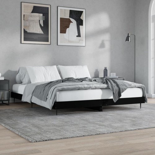 Sengestel uden madras 180×200 cm - konstrueret træ, sort