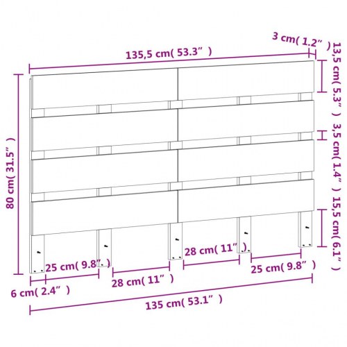 Sengegavl 135 cm i massivt fyrretræ - gyldenbrun