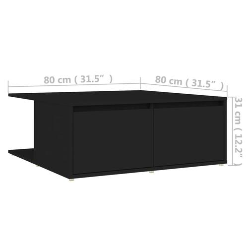 Sofabord 80x80x31 cm spånplade sort