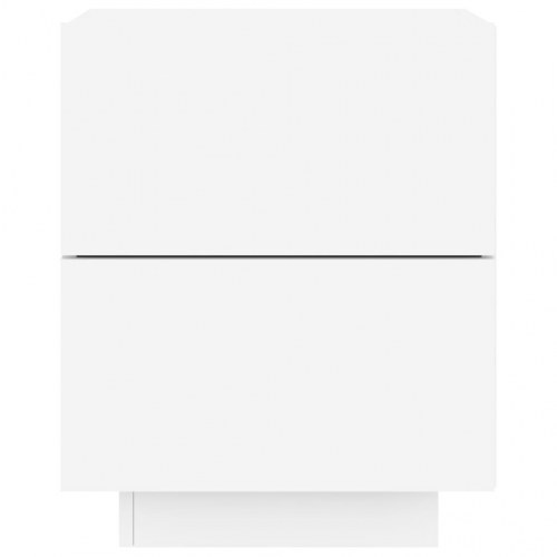 Sengebord med LED-lys konstrueret træ hvid