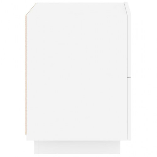 Sengebord med LED-lys konstrueret træ hvid