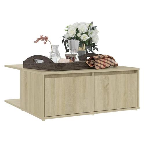 Sofabord 80x80x31 cm spånplade sonoma-eg