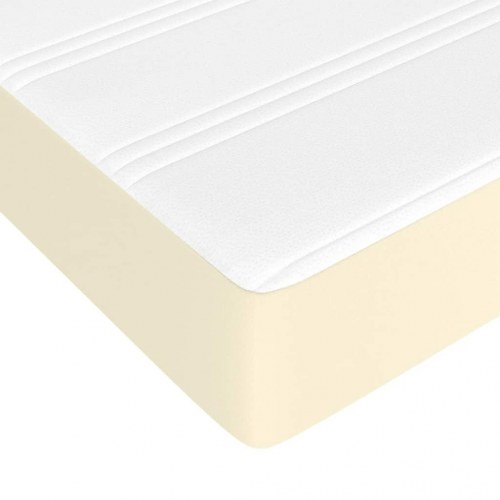 Springmadras med pocketfjedre - medium 90×200×20 cm, kunstlæder creme