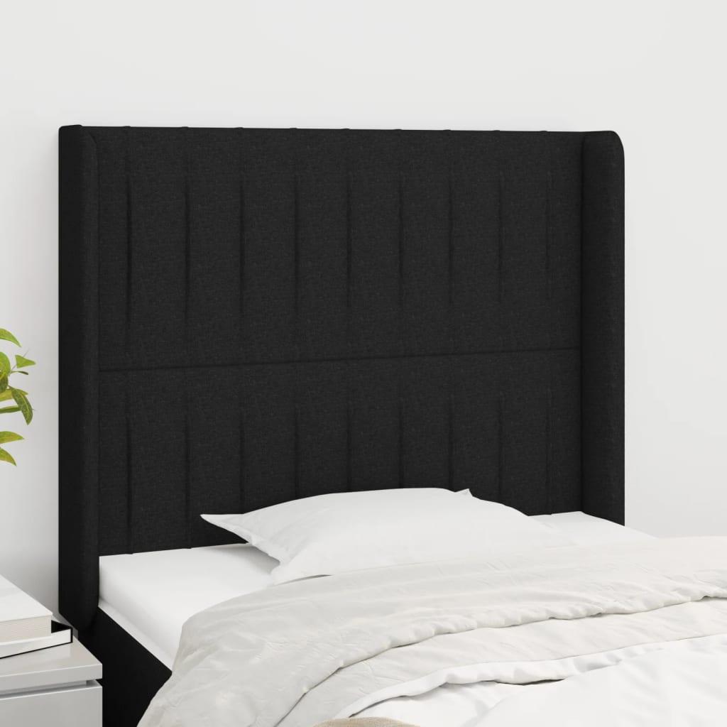 Sengegavl Med Kanter 83X16X78/128 Cm Stof - Sort / 83 x 16 x 118/128 cm