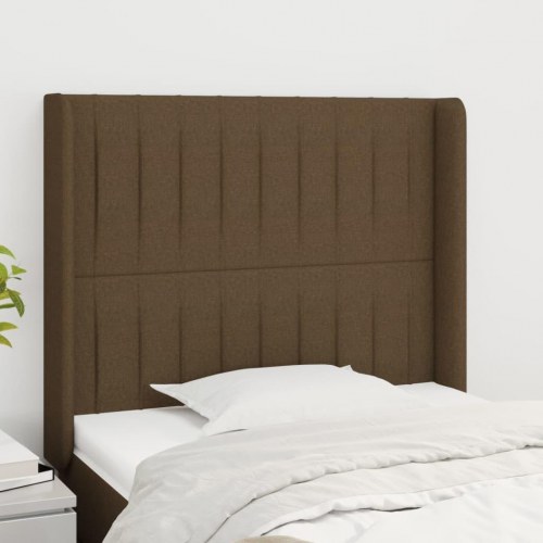 Sengegavl med kanter i stof 83 x 16 x 118/128 cm - mørkebrun