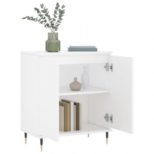 Skænk 60×35×70 cm i hvidt konstrueret træ med jernben