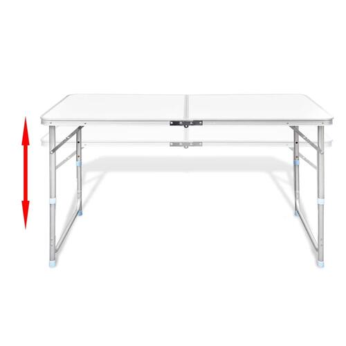 Campingbord og 4 klapstole højdejustérbart 120 x 60 cm