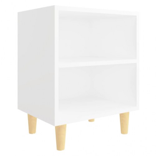 Sengebord med træben 40 x 30 x 50 cm - hvid