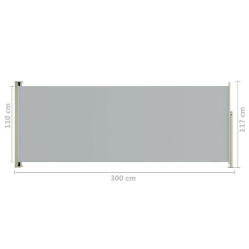 Sammenrullelig sidemarkise til terrassen 117x300 cm grå