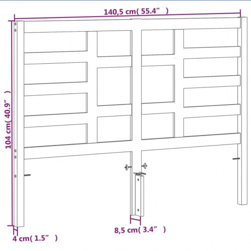 Sengegavl i massivt fyrretræ 135 cm - gyldenbrun