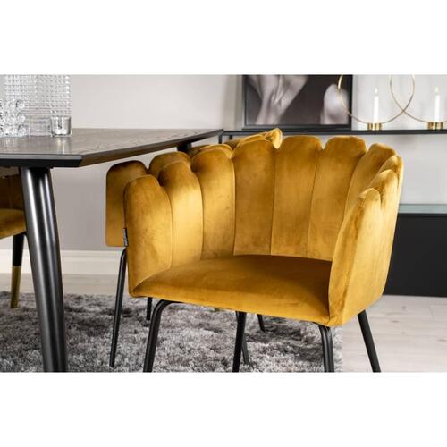 Venture Home spisebordsstol Limhamn velour sort og gul