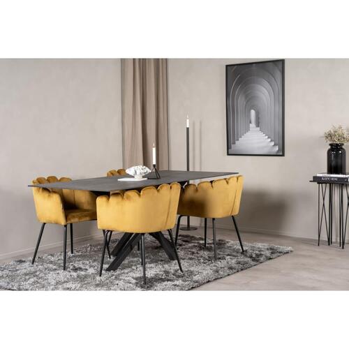 Venture Home spisebordsstol Limhamn velour sort og gul