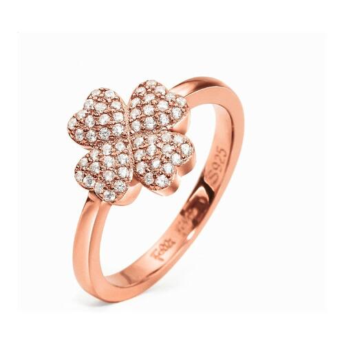 Ring i sterling sølv - firekløver, str. 14