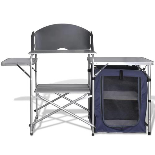 Foldbart campingbord med skærm aluminium
