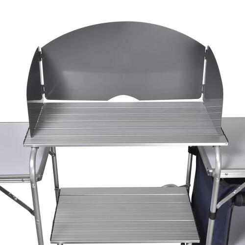 Foldbart campingbord med skærm aluminium