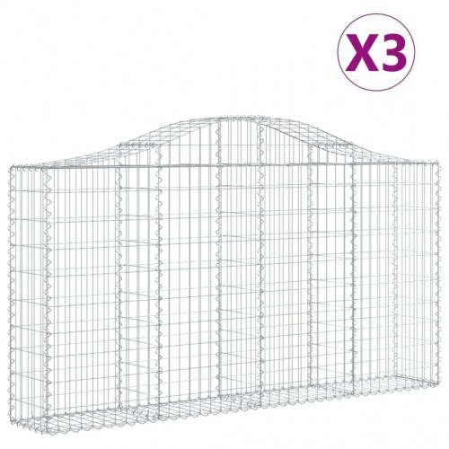 Buede gabionkurve 3 stk. - 200×30×100/120 cm i galvaniseret jern