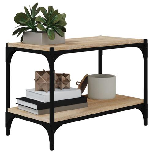 Tv-bord 60x33x41 cm konstrueret træ og stål sonoma-eg