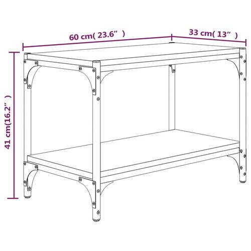Tv-bord 60x33x41 cm konstrueret træ og stål sonoma-eg
