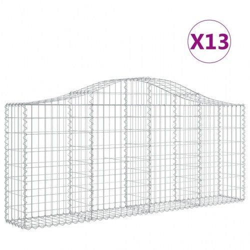 Buede gabionkurve 13 stk. 200x30x80/100 cm galvaniseret jern