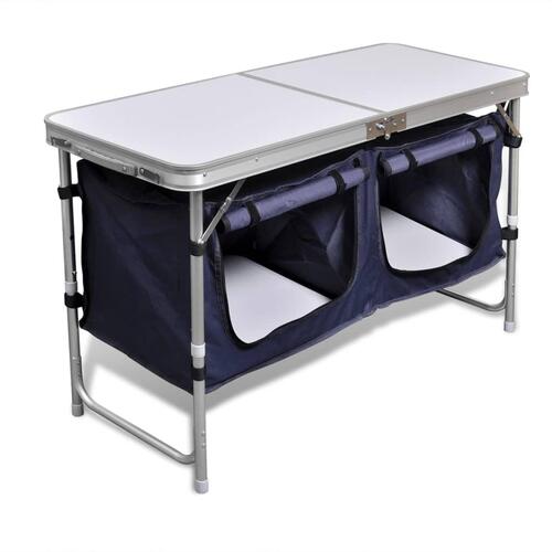 Sammenklappeligt campingbord med aluminiumstel