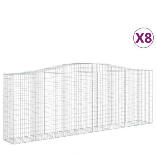 Buede gabionkurve - 8 stk. 400×50×140/160 cm i galvaniseret jern