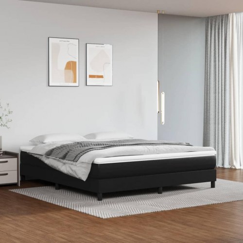 Springmadras med pocketfjedre - medium 180×200×20 cm, kunstlæder, sort