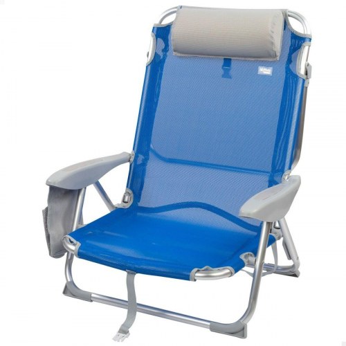 Aktive Gomera sammenfoldelig strandstol med nakkestøtte, blå/grå (2 stk.) 51 × 76 × 45 cm