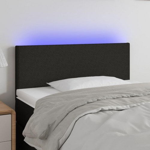 Sengegavl med LED-lys 100 x 5 x 78/88 cm - sort