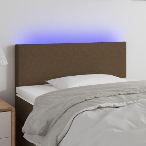 Sengegavl med LED-lys 100 x 5 x 78/88 cm - mørkebrun