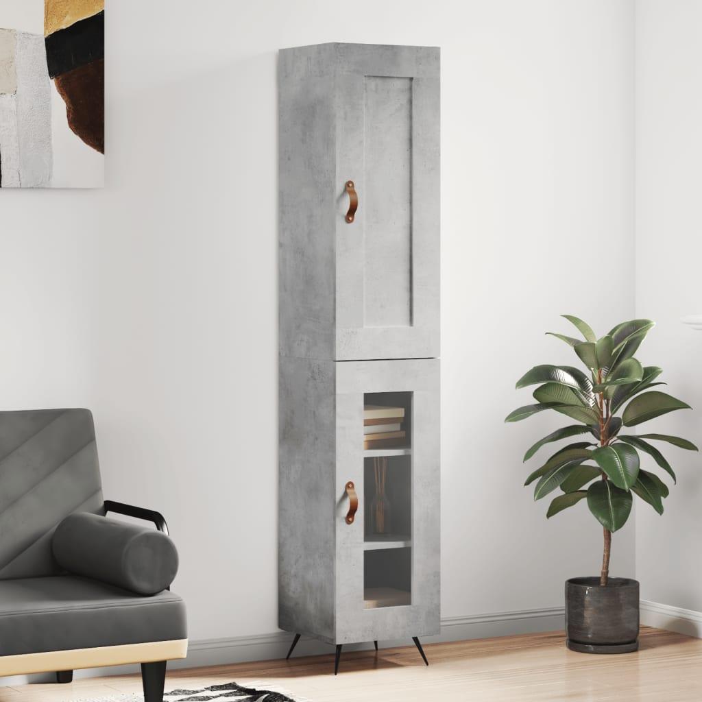 Højskab i konstrueret træ 34,5×34×180 cm - betongrå