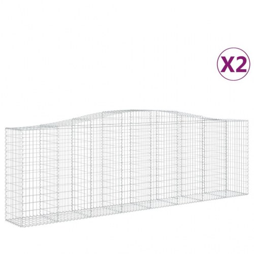 Buede gabionkurve - 2 stk. 400×50×120/140 cm i galvaniseret jern
