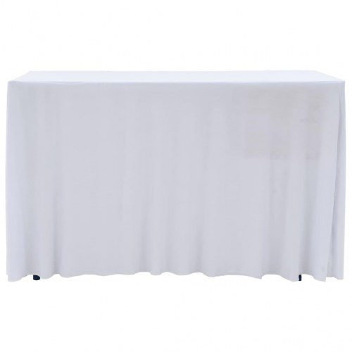 Strækbare bordduge med skørt - 2 stk. 243 × 76 × 74 cm, hvid