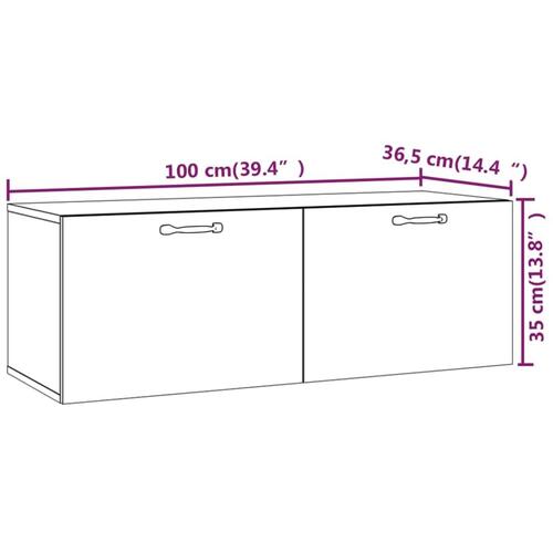 Vægskab 100x36,5x35 cm konstrueret træ røget egetræsfinish