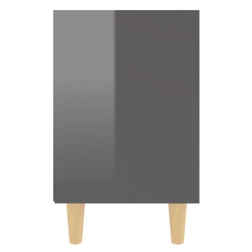Sengeborde 2 stk. m. massive træben 40x30x50 cm grå højglans