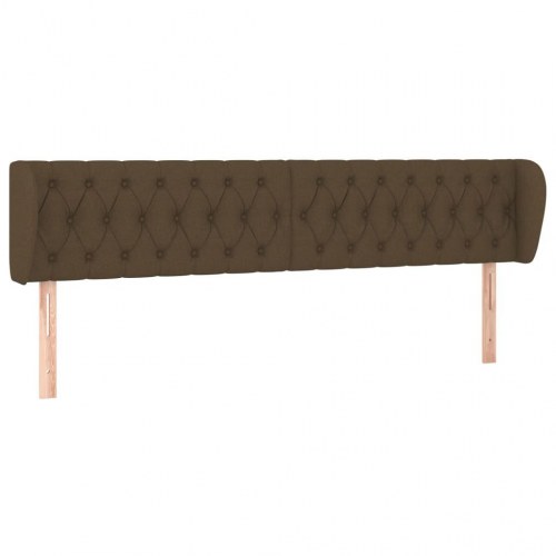 Sengegavl med kanter i stof 183 x 23 x 78/88 cm - mørkebrun