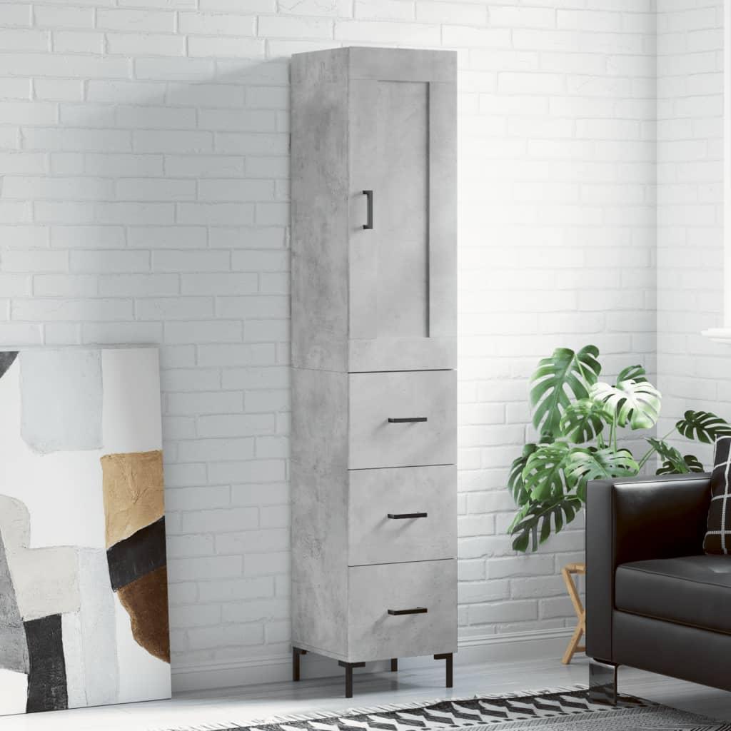 Højskab i konstrueret træ 34,5 × 34 × 180 cm - betongrå