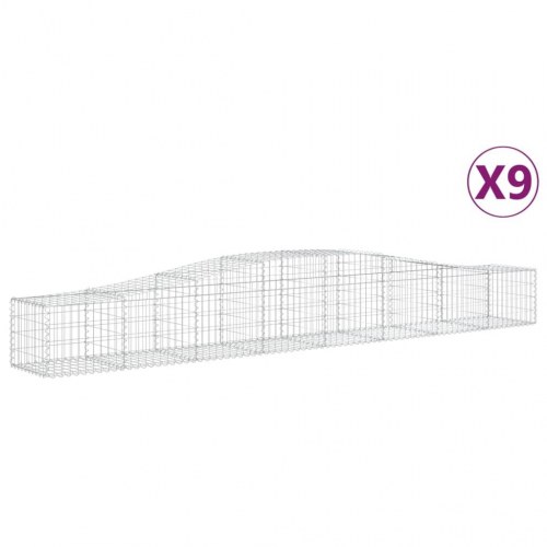 Buede gabionkurve - 9 stk. 400×50×40/60 cm i galvaniseret jern