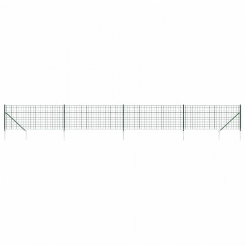 Trådhegn med jordspyd 1,1 × 10 m - grøn, galvaniseret stål med PVC
