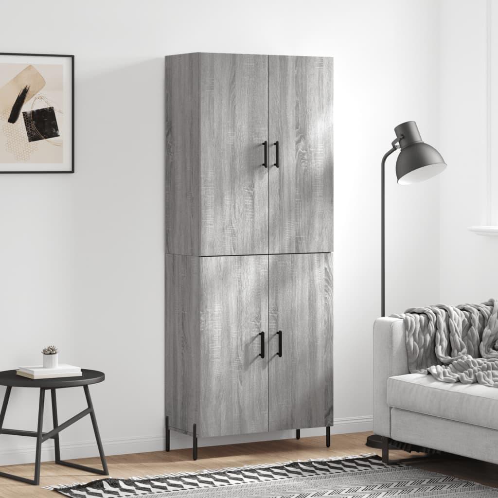 Højskab 69,5×34×180 cm i konstrueret træ - grå sonoma-eg