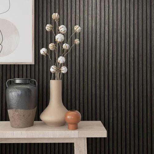 Noordwand tapet Botanica Wooden Slats sort og grå