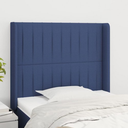 Sengegavl med kanter 103 x 16 x 118/128 cm - blå
