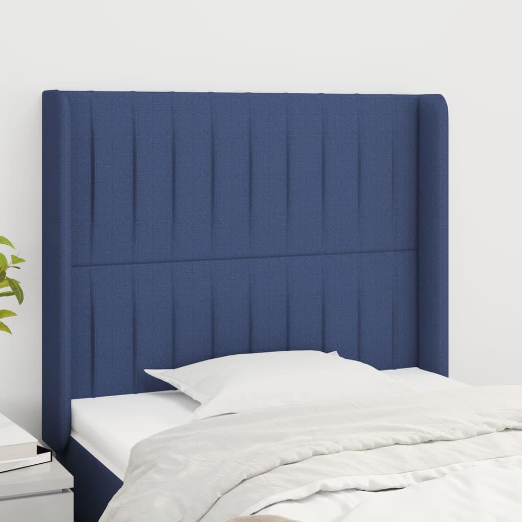 Sengegavl Med Kanter 83X16X78/128 Cm Stof - Blå / 103 x 16 x 118/128 cm