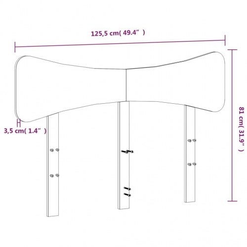 Sengegavl 120 cm i massivt fyrretræ - hvid