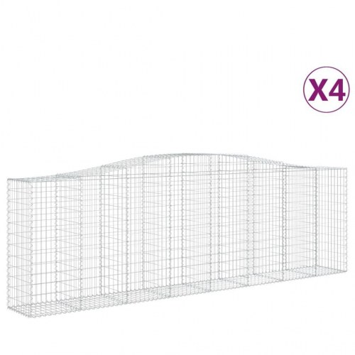 Buede gabionkurve - 4 stk. 400×50×120/140 cm i galvaniseret jern