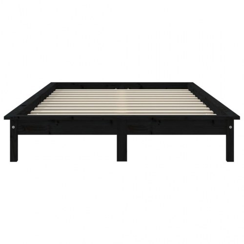 Sengeramme 160 x 200 cm i massivt fyrretræ - sort