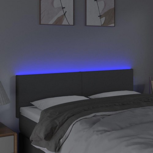 Sengegavl i stof med LED-lys 144 x 5 x 78/88 cm - mørkegrå