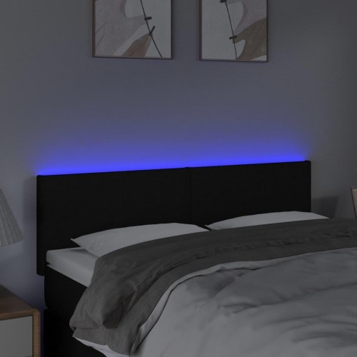 Sengegavl med LED-lys 144x5x78/88 cm stof sort