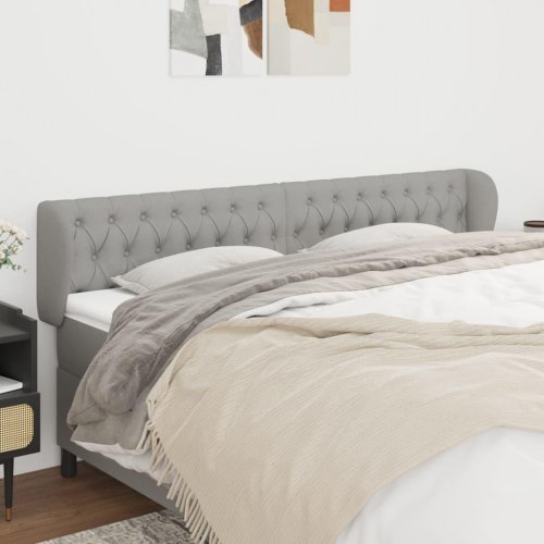Sengegavl med kanter i stof 203 x 23 x 78/88 cm - lysegrå