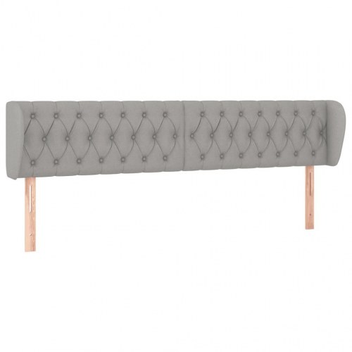 Sengegavl med kanter i stof 203 x 23 x 78/88 cm - lysegrå