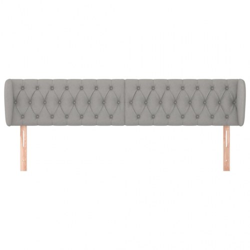 Sengegavl med kanter i stof 203 x 23 x 78/88 cm - lysegrå